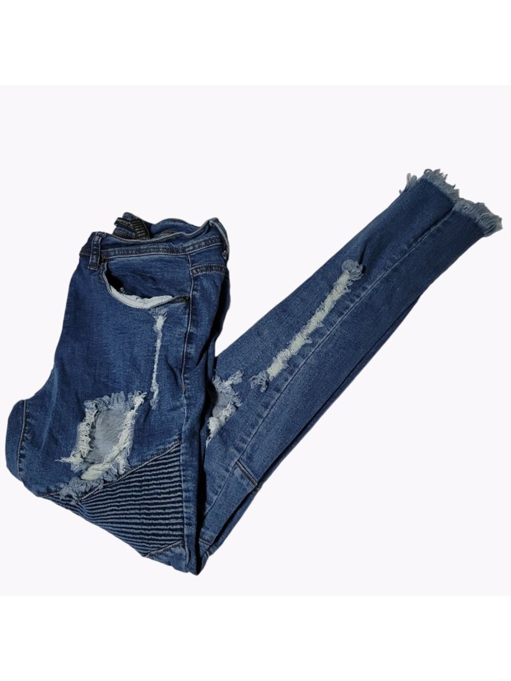 Red Fox Moto Jeans Womens Size 11 Skinny Medium Wash Ripped Distressed Denim